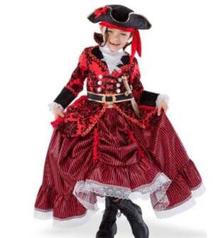 Teetot Red Pirate Princess Deluxe Costume Girls Red Black Dress